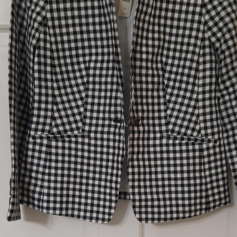 Talbots Classic Black and White Gingham Blazer - Picture 7 of 14
